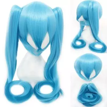 Hatsune Anime Miku Vocaloid Cosplay Costume Wig Tops Dress Tie Complete Outfit Blue-Wig,One Size Fit Most