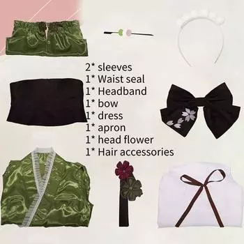 Hatsune Miku Cosplay Costume Matcha Sleeve Dress Role Play Polyester Gift Women S