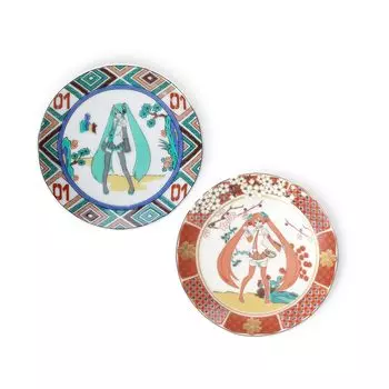 Hatsune Miku Hatsune Miku Sakura Miku Kutani ware bean plate set & 2-piece