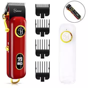 HATTEKER Профессиональные машинки для стрижки волос для мужчин Аккумуляторные триммеры для волос Триммеры для бороды Стрижка волос со светодиодной подсветкой