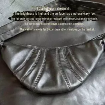 [Haute Couture] Celebrity-Style Sheepskin Croissant Bag: Neutral, Niche Design Messenger Bag