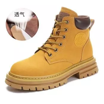 Haute couture rhubarb boots 2025 spring new versatile thick-soled Martin boots women s British style short boots women s leather boots women 35