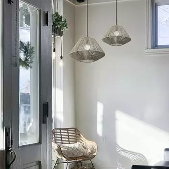 Hauteur, Лампа Спальня Люстра Абажур Соломенная Веревка Плетение Декоративный Абажур Гостиная