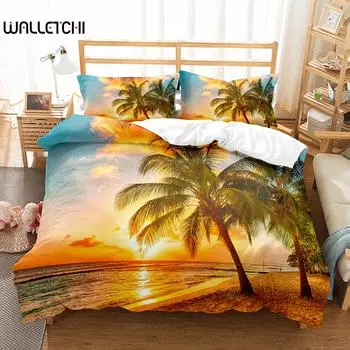 Hawaii Duvet Cover Set Beach Sea Quilt Cover For Kids Boys Girls Bedding Set Summer Themed Comforter Cover King Queen Full Size EU single(135x200cm)