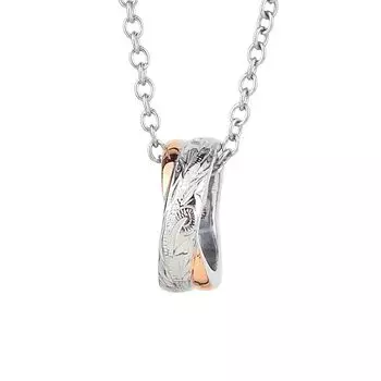 Hawaiian Jewelry Necklace Ring Shape Rose Gold Simple Stainless Steel Accessory Pendant Scroll Cross Bicolor Azuki Chain 50cm Women s Men s