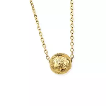 Hawaiian Jewelry Necklace Stainless Steel Ball Round Scroll Silver Gold Accessories Pendant [Alohalokahi] Women s [Yellow Gold]