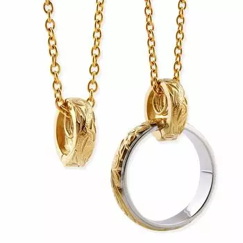 Hawaiian Jewelry Necklace Stainless Steel Surgical Stainless Steel Yellow Gold Ring Holder Ring Necklace Comes with Azuki Chain S Size 55cm