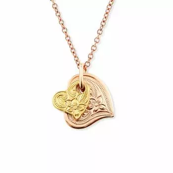 Hawaiian Jewelry Necklace Surgical Stainless Steel Heart Plumeria Honu Sea Turtle Scroll Rose Gold Yellow Gold Azuki Chain 45cm