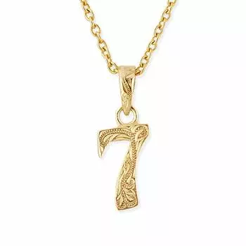 Hawaiian Jewelry Necklace Surgical Stainless Steel Number Necklace Lucky Number Number 7 Seven Stainless Steel Pendant Lucky Seven Yellow Gold Scroll