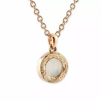 Hawaiian Jewelry Necklace Surgical Stainless Steel Rose Gold White Shell Scroll Circle Shell Azuki Chain Steel Width 45cm (Stainless 2mm)