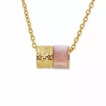 Hawaiian Jewelry Necklace Surgical Stainless Steel Yellow Gold Pink Shell Scroll Tube Ring Shell Azuki Chain Steel Width 45cm (Stainless 2mm)
