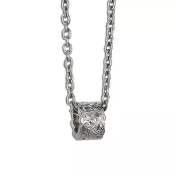 Hawaiian Jewelry Necklace Titanium Ring Cutout Plumeria Scroll with Titanium Chain 45cm [Alohalokahi]