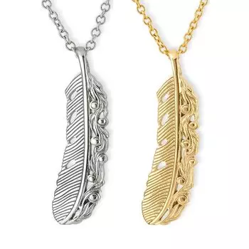 Hawaiian Jewelry Pair Necklace Stainless Steel Feather Feather Wing Watermark Design Pendant Silver Rose Gold Yellow Gold Accessories Yellow