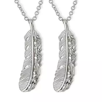 Hawaiian Jewelry Pair Necklace Stainless Steel Feather Wings Watermark Design Pendant Silver Rose Gold Yellow Gold Accessories [Alohalokahi] Women s