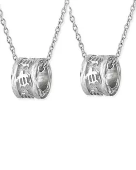 Hawaiian Jewelry Pair Necklace Stainless Steel Honu Sea Turtle Eternity Ring Type Scroll Tube Barrel Yellow Gold Silver Azuki Chain Included