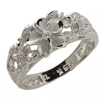 Hawaiian Jewelry Ring 3 Plumeria Silver 925 [BreezyIsland] (US4-JP6.5)