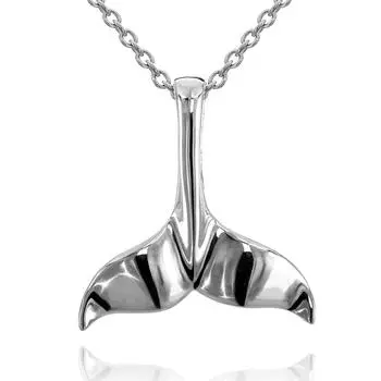 Hawaiian Jewelry Whale Tail Silver Necklace Pendant Silver 925 [Leilani] (with chain)