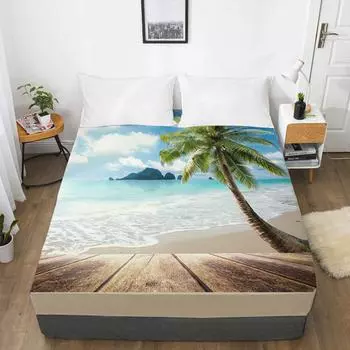 Простыня с гавайским узором, напечатанная на 3D-принтере, чехол для матраса, простыня с эластичной резинкой, постельное белье, одинарный предмет 120x200 3pcs
