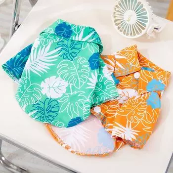 Hawaiian Style Pet Dog Shirt Summer Dog Clothes Cool Thin Cat Shirt Fashion Puppy Vest Chihuahua Clothes Breathable Pet Shirt 4