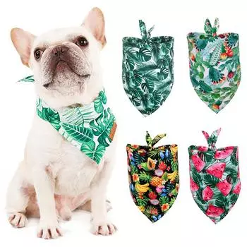 Hawaiian Style Pet Triangular Bandage Bandana for Dogs Cats Aninmals Flamingo Print Dog Scarf Bibs mascotas Grooming Accessories S-42x28x28cm