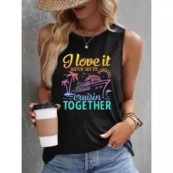 Женская майка с принтом в гавайском стиле, летняя повседневная мода, женская футболка без рукавов, пляжная повседневная женская майка S