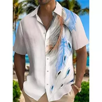 Hawaiian summer men s shirt coconut gradient tropical plant button shirt Hawaiian short sleeved shirt XS