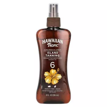Hawaiian Tropic, Island Tanning, солнцезащитное масло-спрей, SPF 6, 8 жидких унций (236 мл)