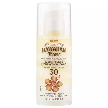 Hawaiian Tropic, Silk Hydration, невесомое лицо, солнцезащитный лосьон без масел, SPF 30, 1,7 унции (50 мл)