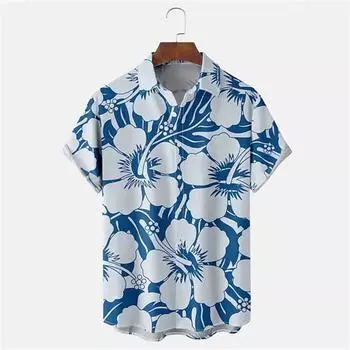 Hawaiian Tropical Plant Print Shirts Men s Vacation Beach Top Summer Loose Breathable Clothing Street Outdoor Short Sleeve S