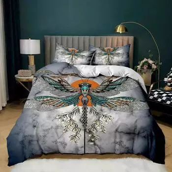 Hawk Moth Duvet Cover Set Butterfly Animal Comforter Cover Gothic Moth Boho Quilt Cover Queen King Full Polyester Bedding Set EU Single 135x200cm