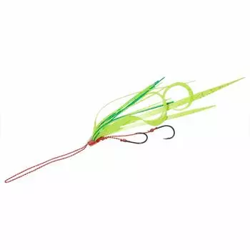 Hayabusa Musou Red Sea Bream Free Slide Tie Hook Set Twin Curly Slim Straight Chart Yellow Natural & #3