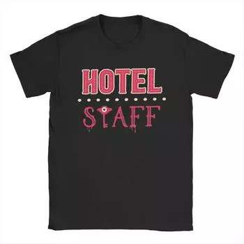 Hazbins Hotels Staff Men T Shirts Novelty Tee Shirt Short Sleeve O Neck T Shirts Cotton Plus Size Clothing S чёрный