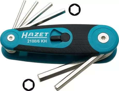 HAZET Folding Hex Wrench Set Hex Socket Profile 6 Pieces Spanner Compact and Easy to Carry Japanese Silver/Black Size 2.5/3/4/5/6/8mm [Regular
