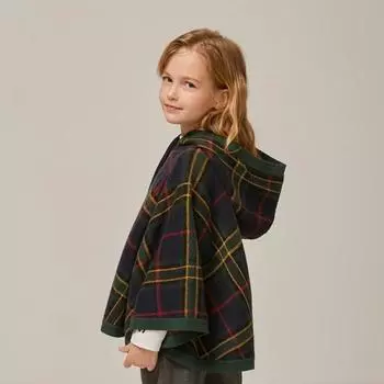 Hazzys Kids Knit Check Cape Huf12ix52m Gn 120