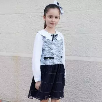 Hazzys Kids Sophia Tweed Dress Hts11na52m Nv Navy/145