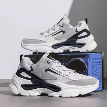 HB131 men s shoes autumn new wide sole mesh casual sports boys and teenagers versatile platform dad trendy shoes 39