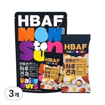 HBAF Mun2Sun Daily Nut Black, 200 г, 3 шт., корейские орехи