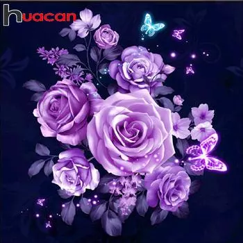 HC 5D Алмазная вышивка Цветы Бабочка Алмазная картина Наборы для вышивки крестом Роза Квадратная смола 20*20 cm