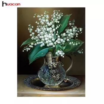 HC 5D Белый Россия Цветок Алмазная картина для гостиной Вышивка крестом DIY Алмазная мозаика 20*30 cm