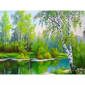 HC Алмазная вышивка Пейзаж Алмазная мозаика Дерево Алмазная картина Вышивка крестом 20*30 cm