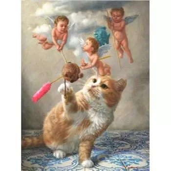HC полный квадратный дрель комплект алмазной живописи кот и ангел DIY вышивка крестиком домашний декор 20*20 cm