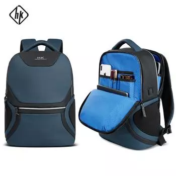 HcanKcan 15.6 Inch Laptop Backpack Business Waterproof Men Work Travel Backpack Fashion Reflective Backpack Luxury College Mochila 15.6 Inch синий