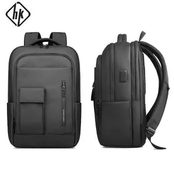 HcanKcan 17-дюймовый рюкзак для ноутбука, деловой водонепроницаемый рюкзак большой емкости для путешествий на выходные, многофункциональный мужской рабочий рюкзак чёрный