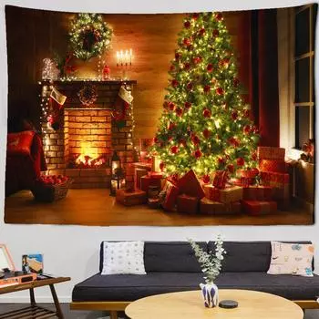 HChristmas гобелен подарок настенный снежный лось Санта-Клаус камин ковер подарок украшения стены дома 100x75cm