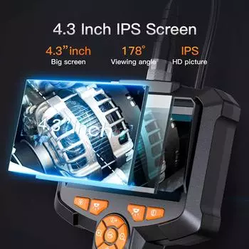 HD1080p эндоскопическая камера 4,3 дюйма 8 мм одинарный/двойной объектив IP67 водонепроницаемый автомобильный инспекционный бороскоп промышленная эндоскопическая камера 1m