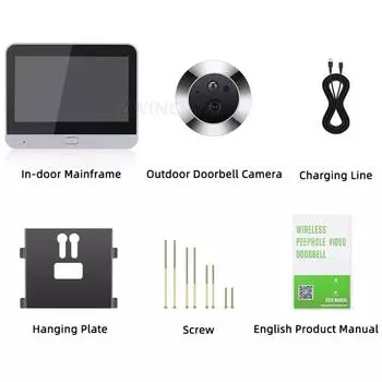 HD 1080P 4,3-дюймовый беспроводной видеоглазок камера Ночной PIR Wi-Fi беспроводная защита безопасности Умный дом с двусторонним вызовом