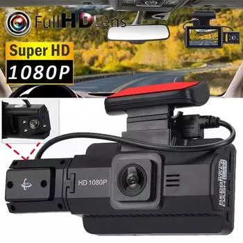 HD 1080P Автомобильный регистратор 3-дюймовый HD-экран Двойная записывающая камера Видеорегистратор Автоматический широкоугольный видеокамера ночного видения с мониторингом заднего хода Only front чёрный