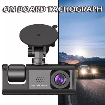 HD 1080P Автомобильный видеорегистратор с двумя объективами, передняя/задняя/внутренняя камера видеорегистратора G-сенсор