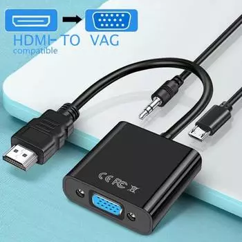HD 1080P HDMI-совместимый к VGA кабельный конвертер HDMI-совместимый штекер к VGA-гнезду адаптер для планшета ноутбука ПК ТВ Bundle 1