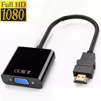 HD 1080P HDMI-совместимый к VGA адаптер цифровой аналоговый HDMI-совместимый мужчина к женскому VGA кабель-конвертер для ПК ноутбука планшета чёрный